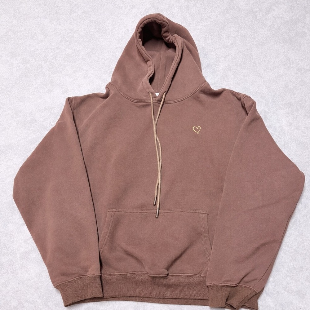 Briavia Brown "I Love You" Embroidered Hoodie Size Large